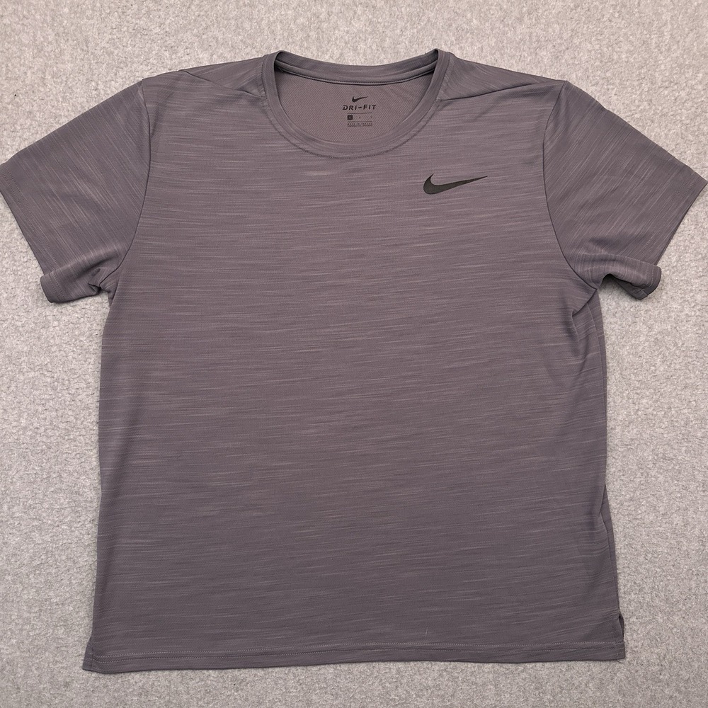Nike Superset Training T-Shirt Mens Large Gray Performance Stretch‎ Crew AJ8021